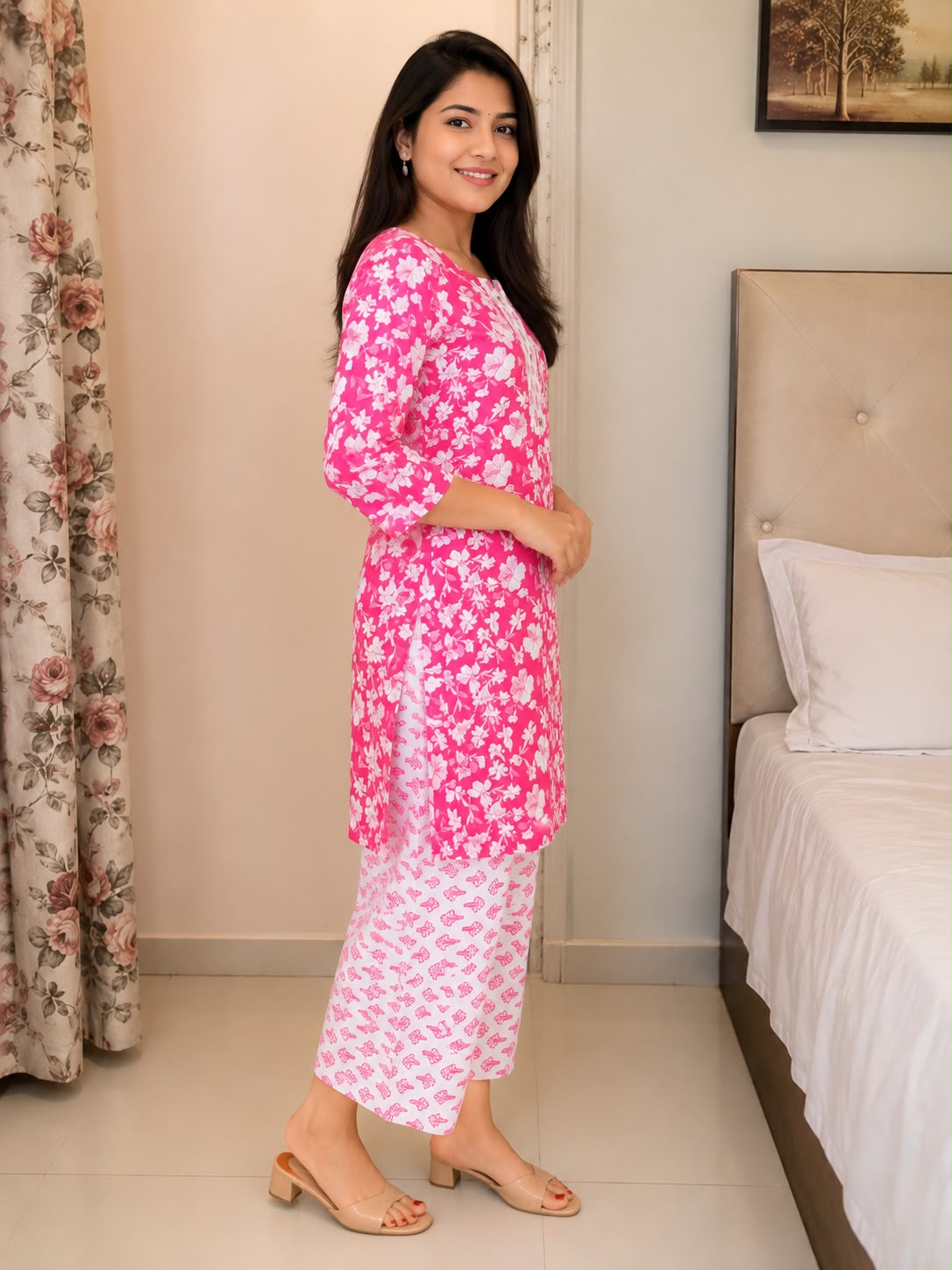 Women's Floral Printed Straight Kurti for Women