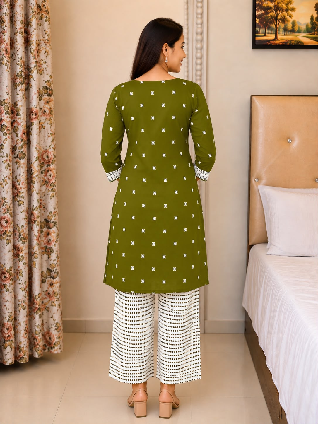 Handcrafted Bird Motif Embroidered Straight Kurti for Women
