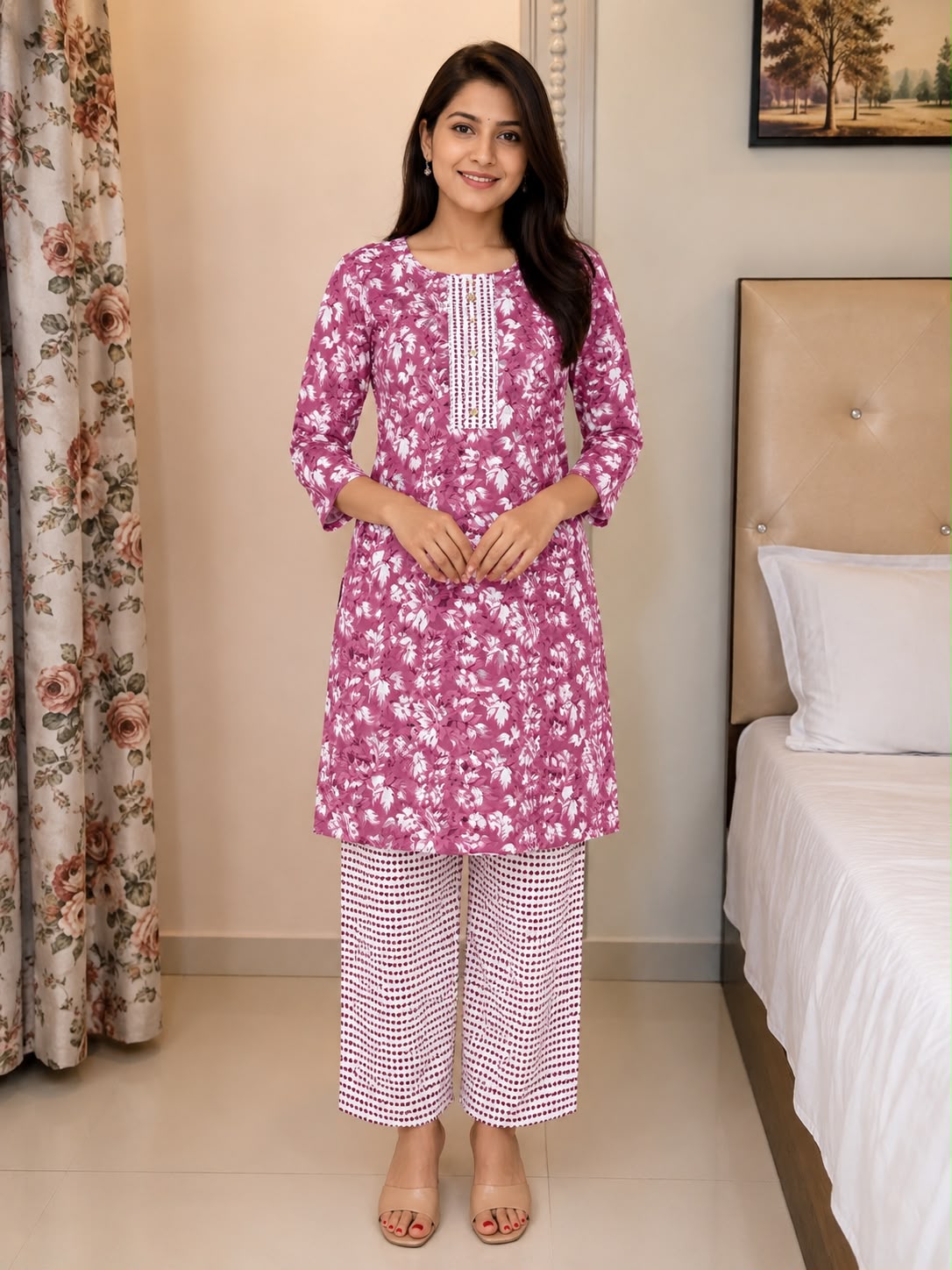 Women's Floral Printed Straight Kurti for Women
