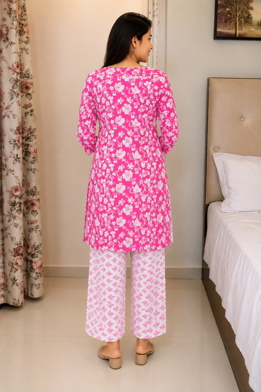 Women's Floral Printed Straight Kurti for Women