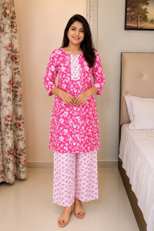 Women's Floral Printed Straight Kurti for Women
