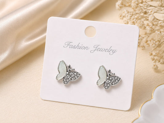 Elegant Butterfly Design American Diamond Stud Earrings for Women | Silver Plated Crystal Butterfly Earrings | Lightweight Daily Wear